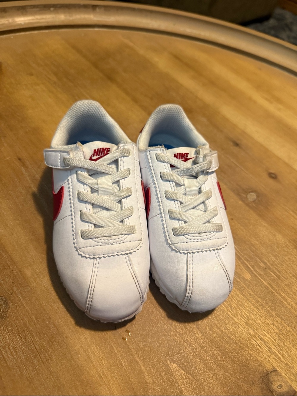 Nike Kids White Sneakers with Red Swoosh - Picture 2 of 5